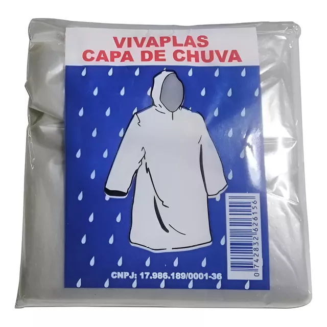 Kit 50 Capas de Chuva Descartável Transparente para Estádio