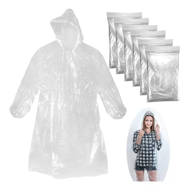 Kit com 10 Capas De Chuva Descartáveis Transparentes