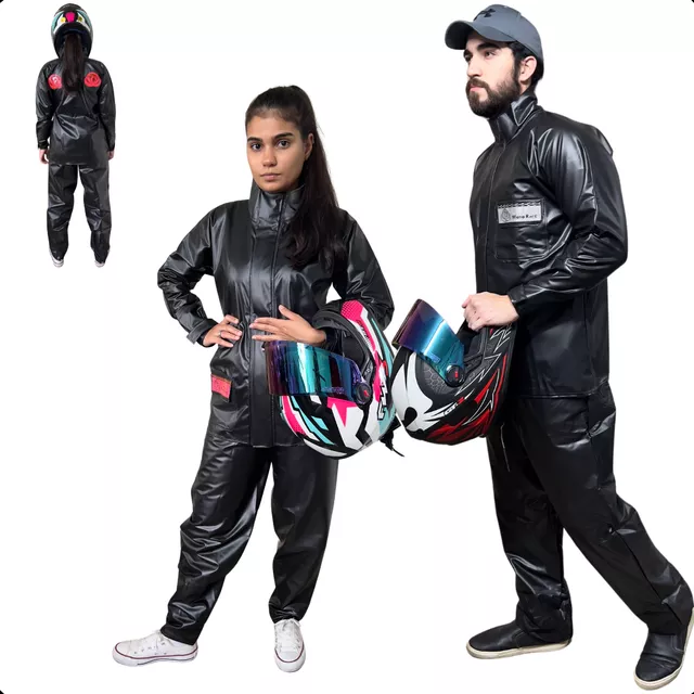 Capa Chuva Motoqueiro Moto Masculina e Feminina com Gola de PVC