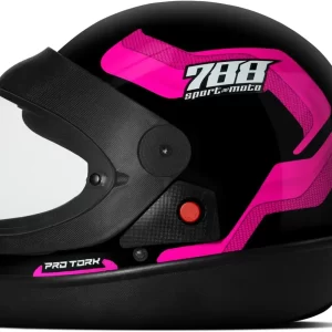 Capacete Fechado Pro Tork Sport Moto 788 Preto Rosa